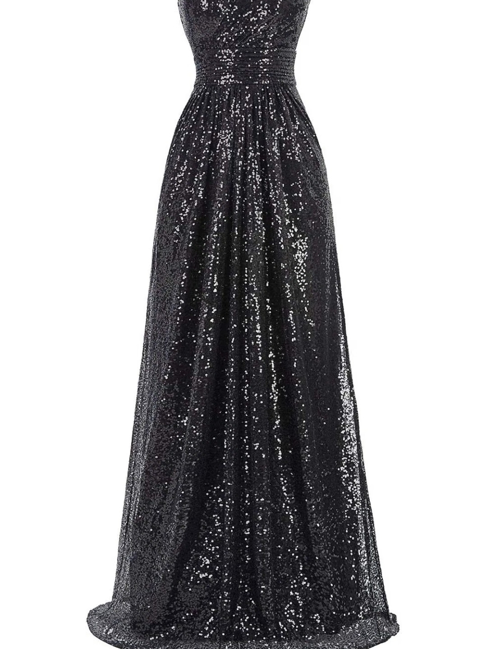 Black Sequin Maxi Skirt with Full A-Line Silhouette
